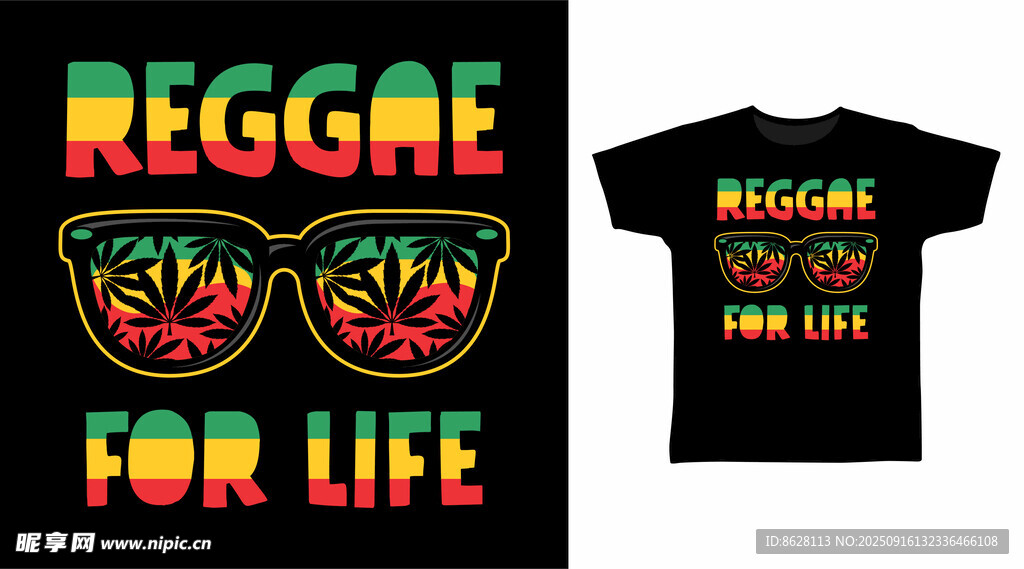 雷鬼风格T恤图案设计