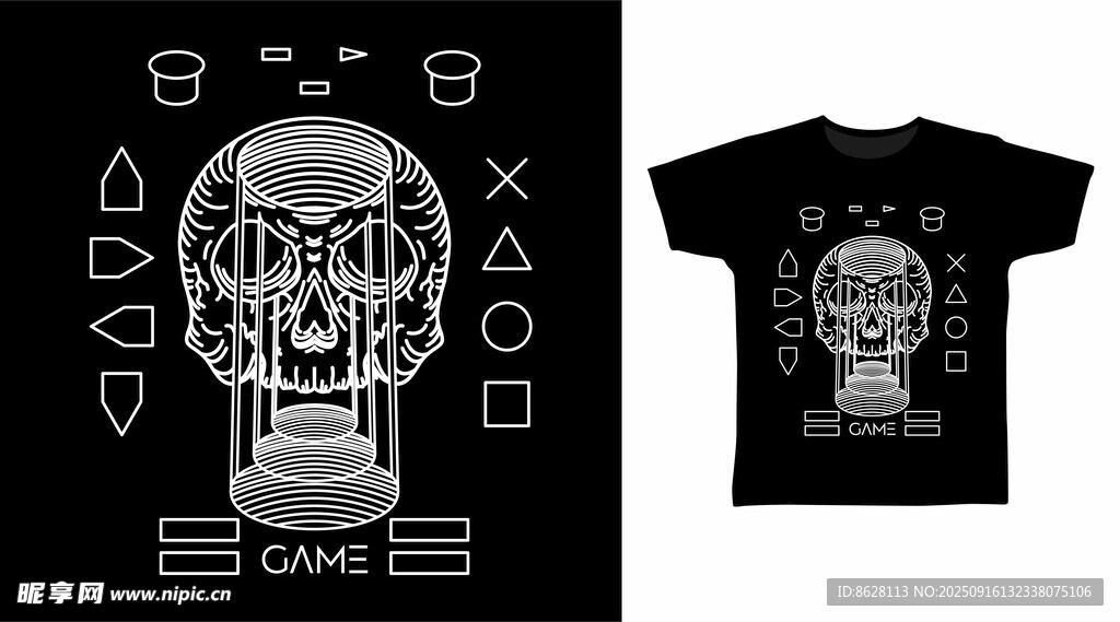 骷髅图案T恤设计稿