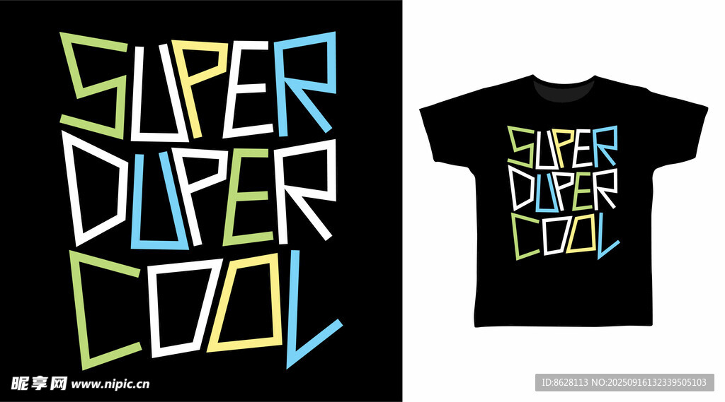 超酷字母印花黑色T恤