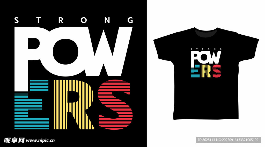 潮流POWERS印花T恤展示