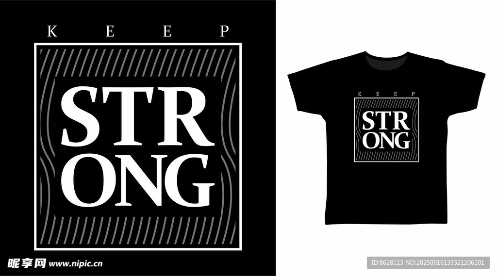 强字图案黑色T恤