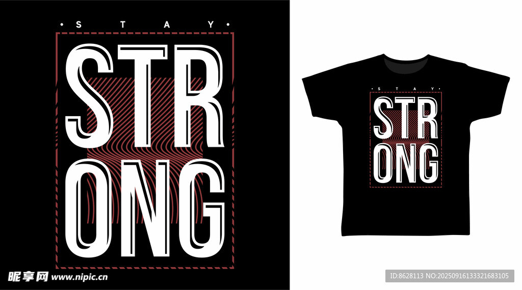 强字图案黑色T恤