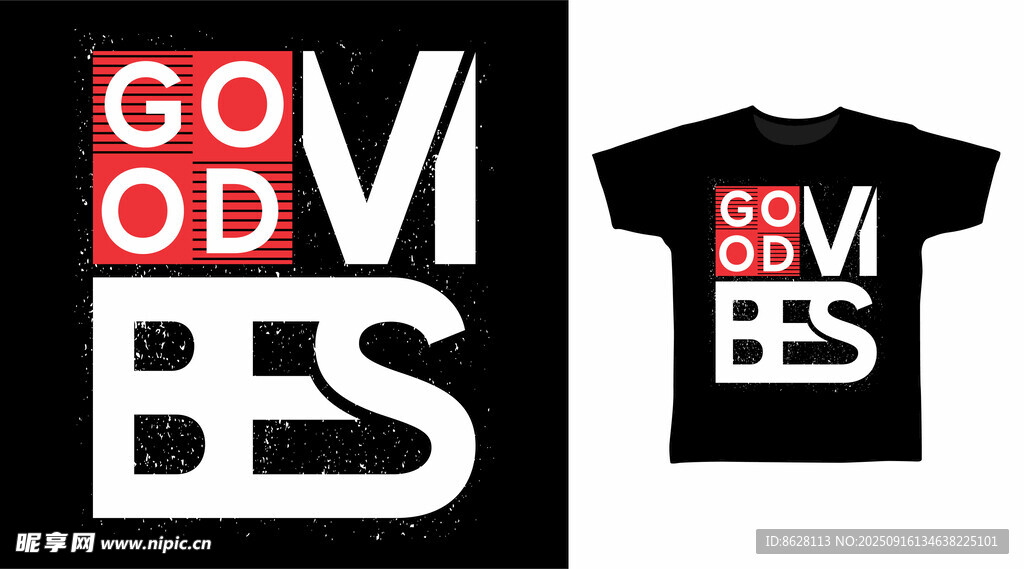 潮流字母印花T恤设计图