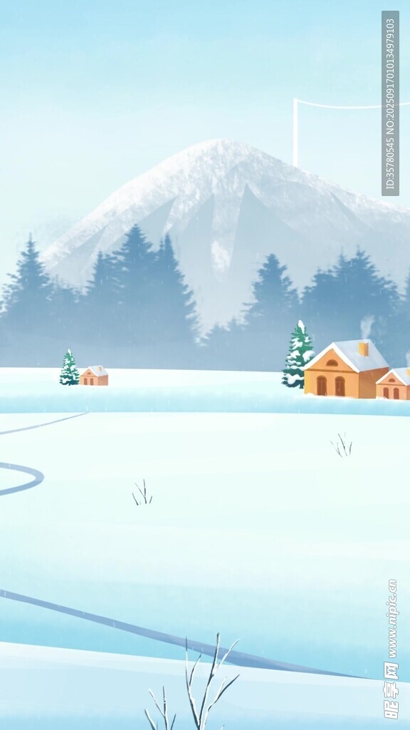 冬日雪景中的温馨小屋