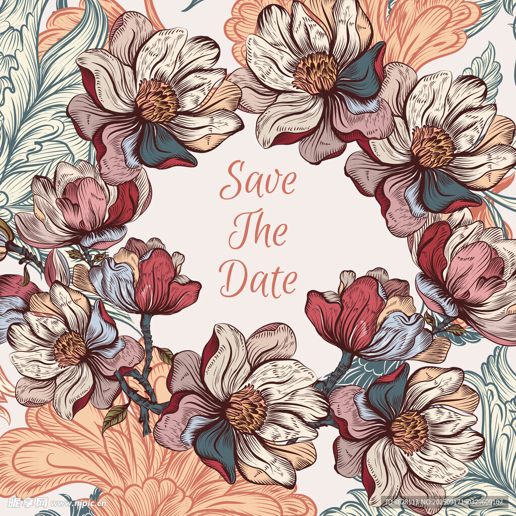 花卉婚礼日期提醒卡片