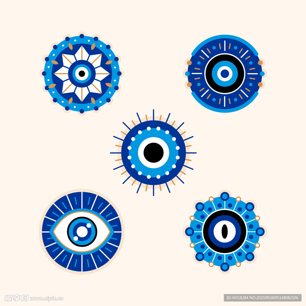 蓝白神秘眼睛装饰图案