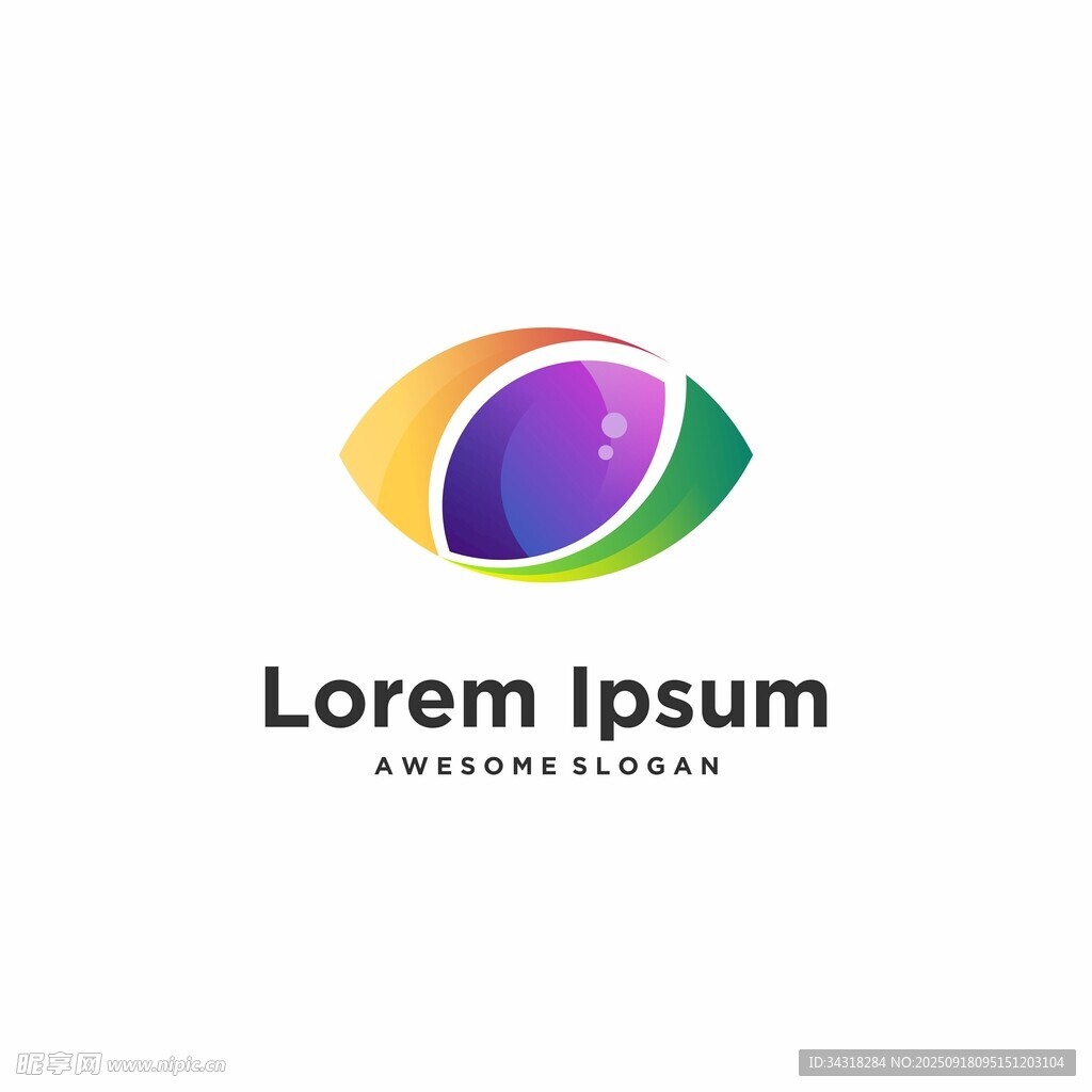 多彩抽象眼形标志设计