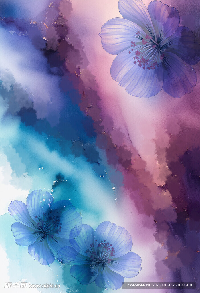 梦幻蓝紫色花卉背景