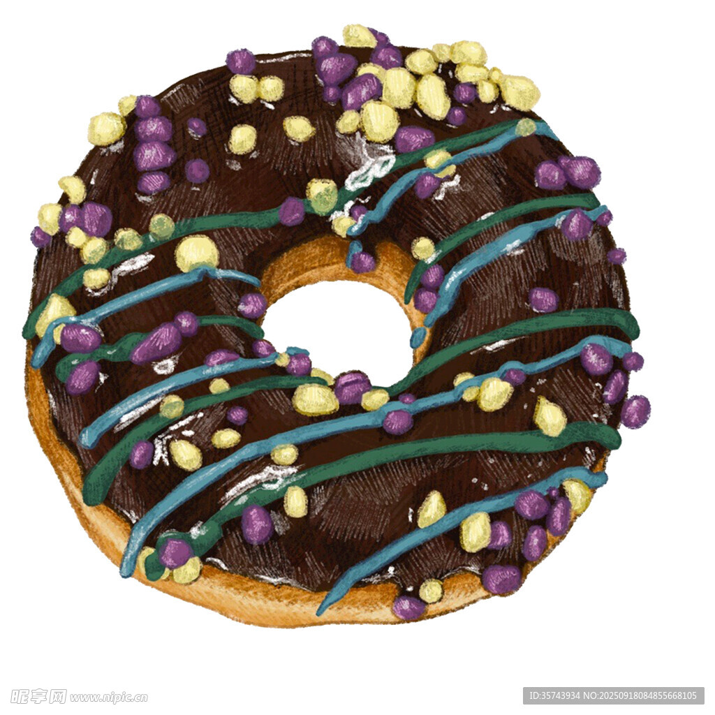 巧克力装饰多彩甜甜圈