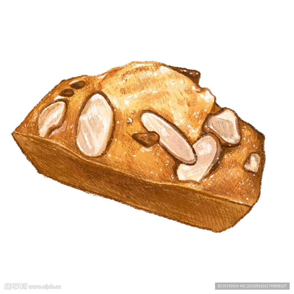 手绘杏仁装饰面包