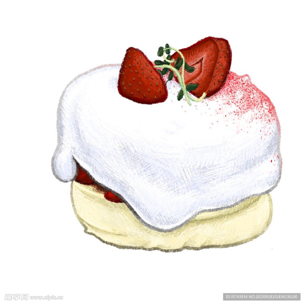 草莓奶油松饼插画