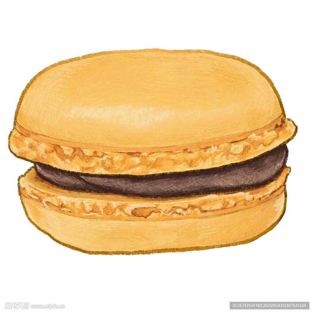 手绘美味马卡龙甜点