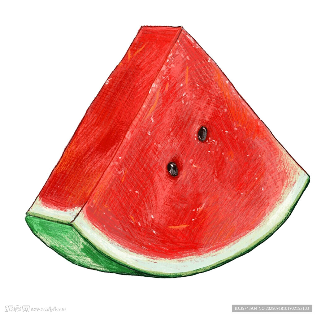 手绘西瓜切片图