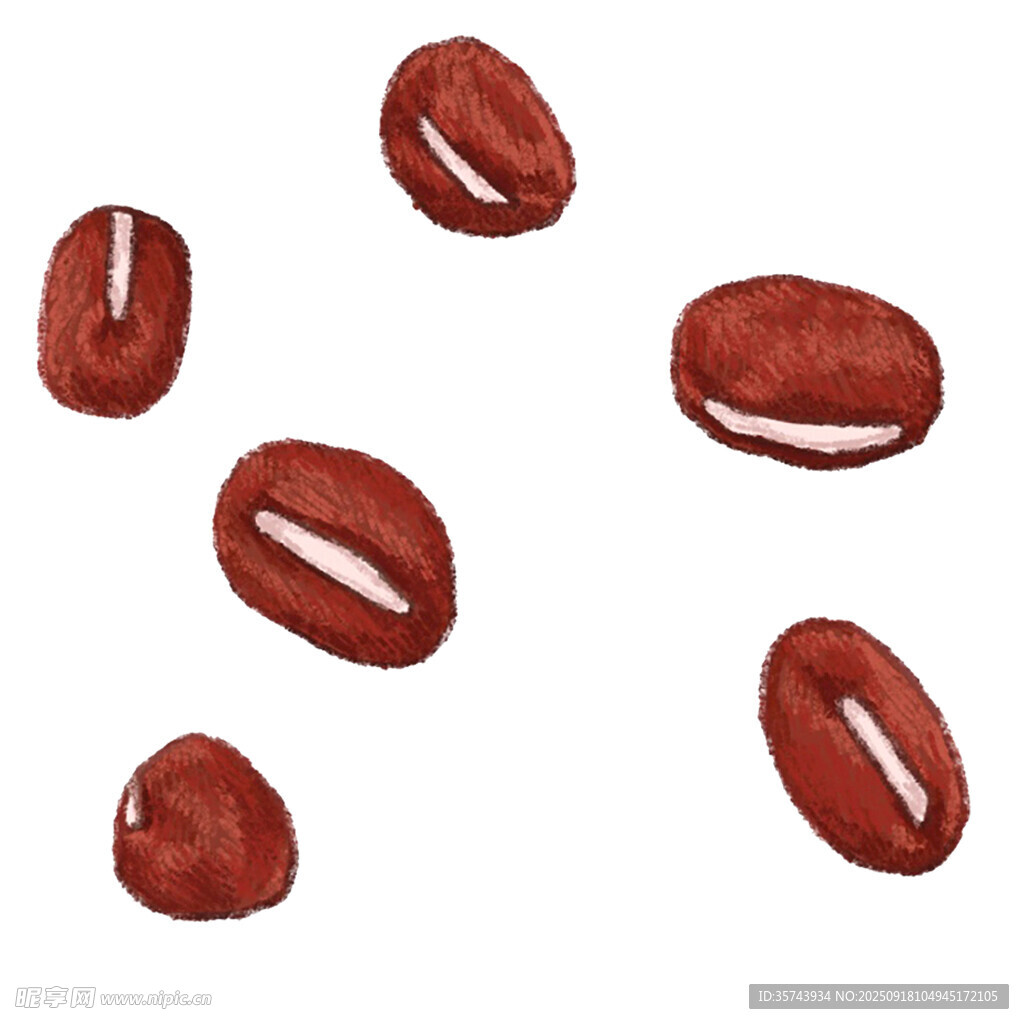 水彩画中的红色豆子