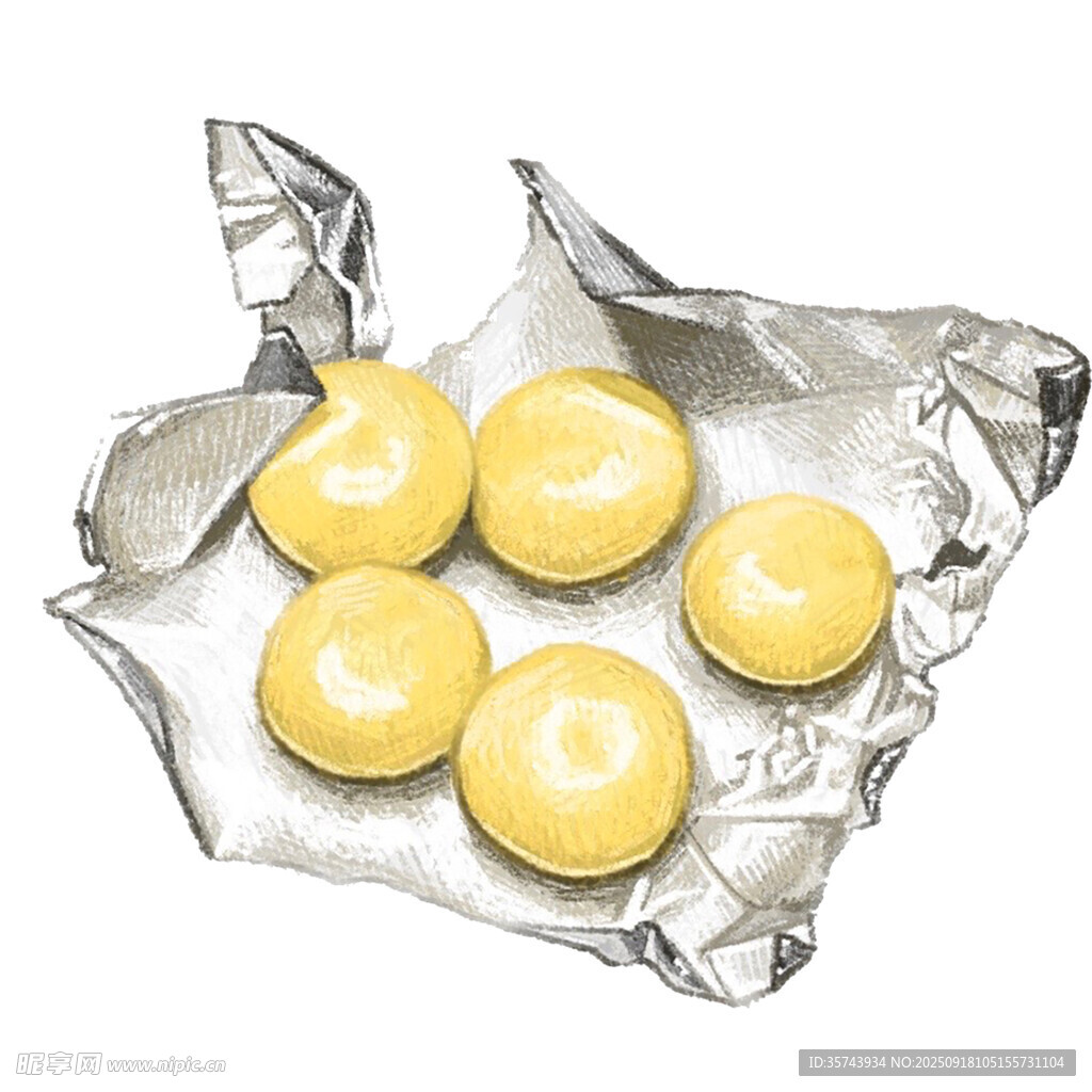 铝箔纸上的黄色圆形糕点