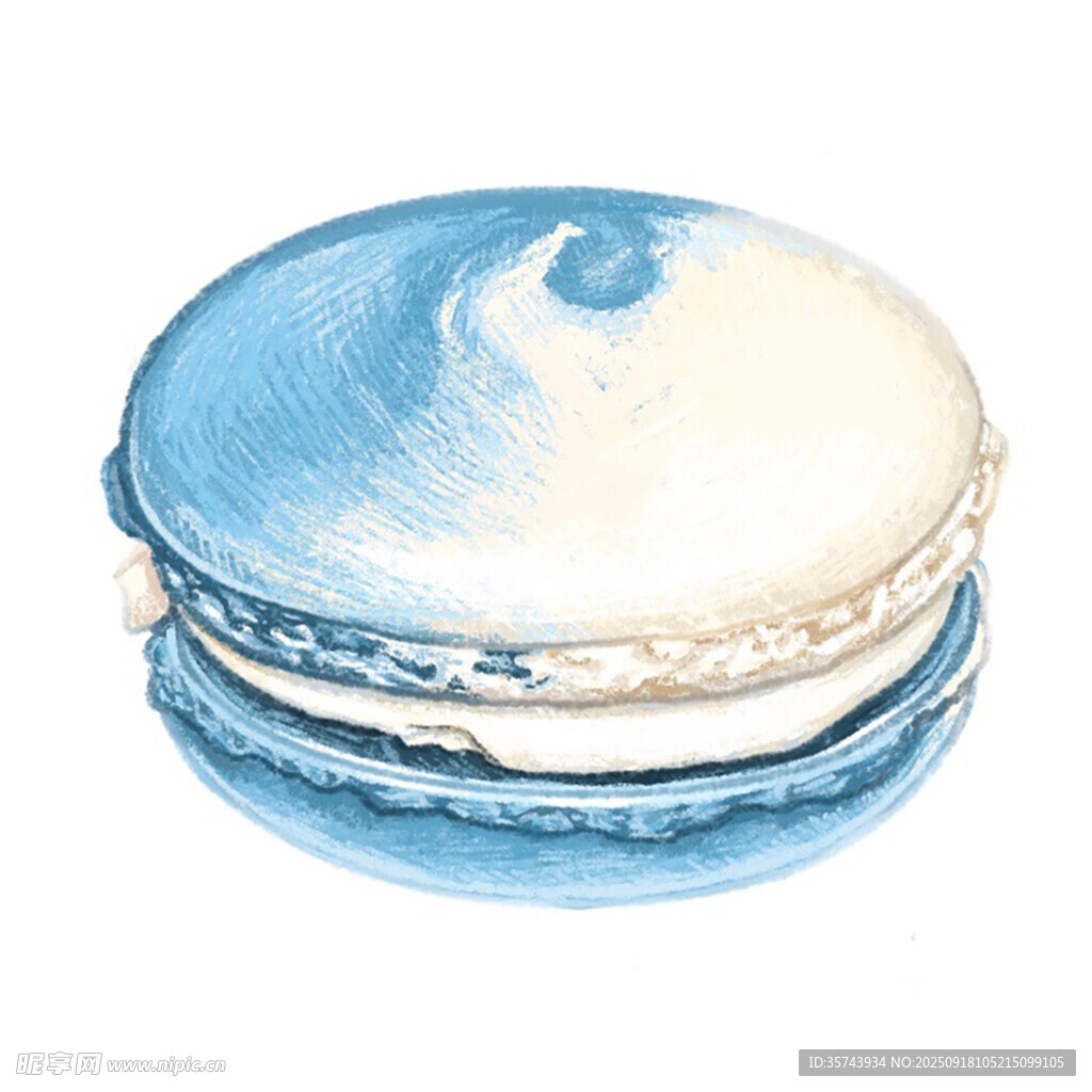 水彩风蓝白马卡龙