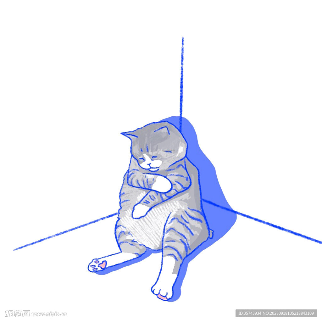 坐着的猫咪简笔画