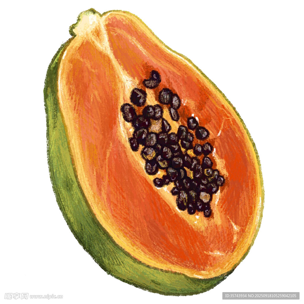 切开的木瓜特写