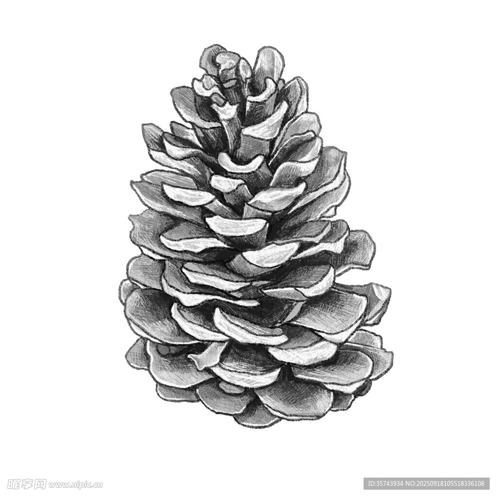 手绘松果图案
