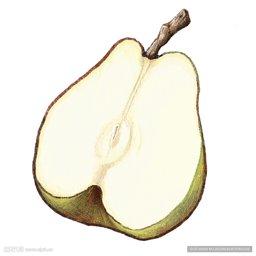 半颗切开的新鲜梨子