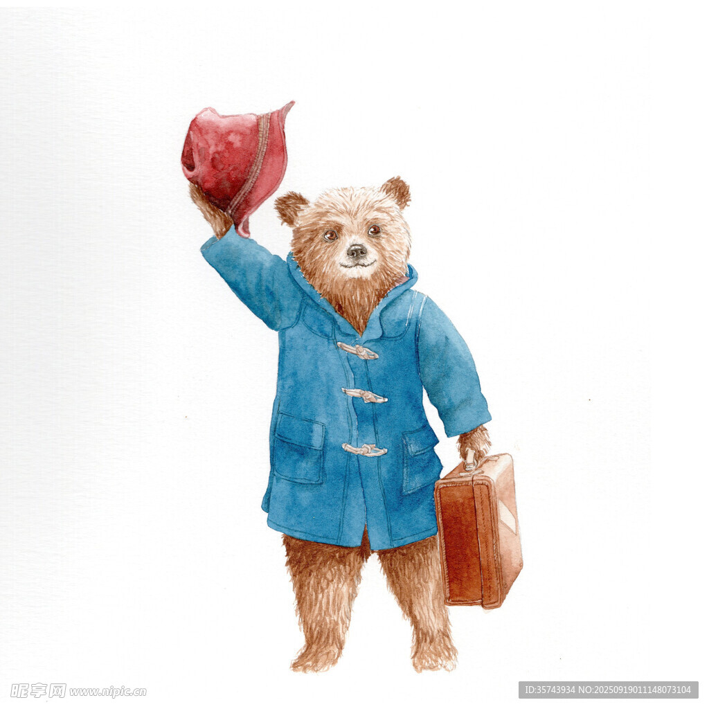 穿蓝衣提箱的小熊