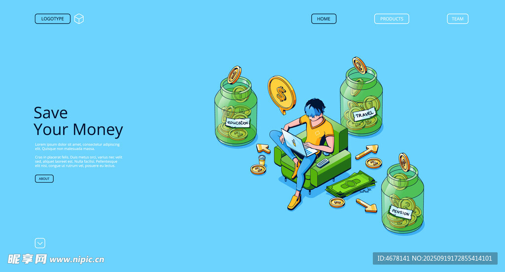 绿色储蓄场景插画