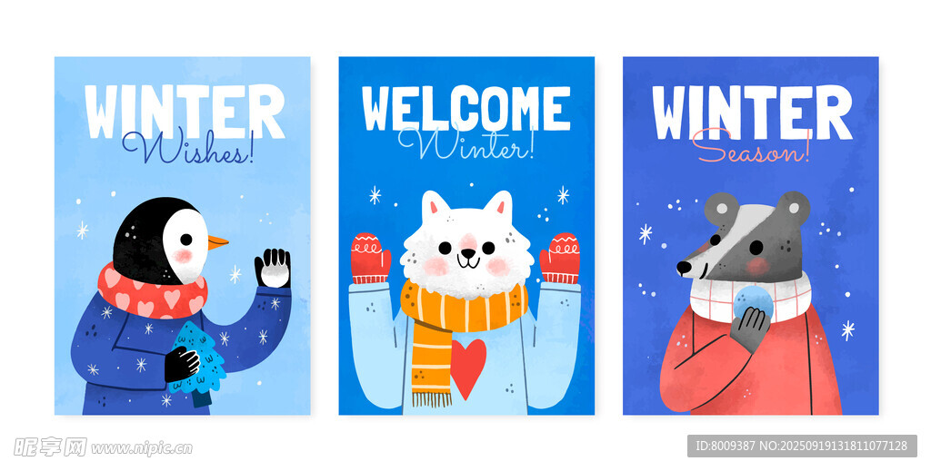 冬季动物欢迎海报