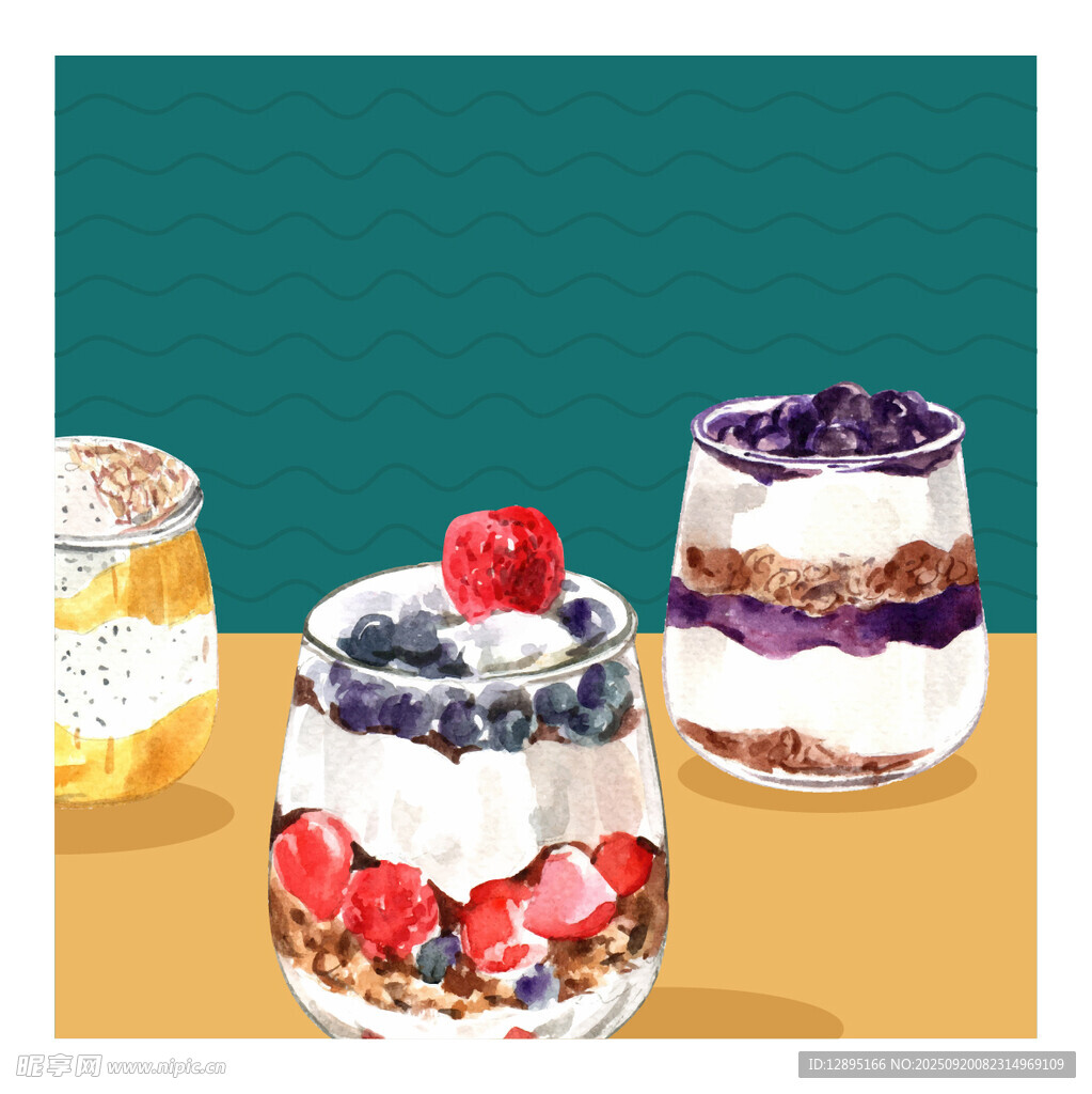 美味分层水果酸奶杯