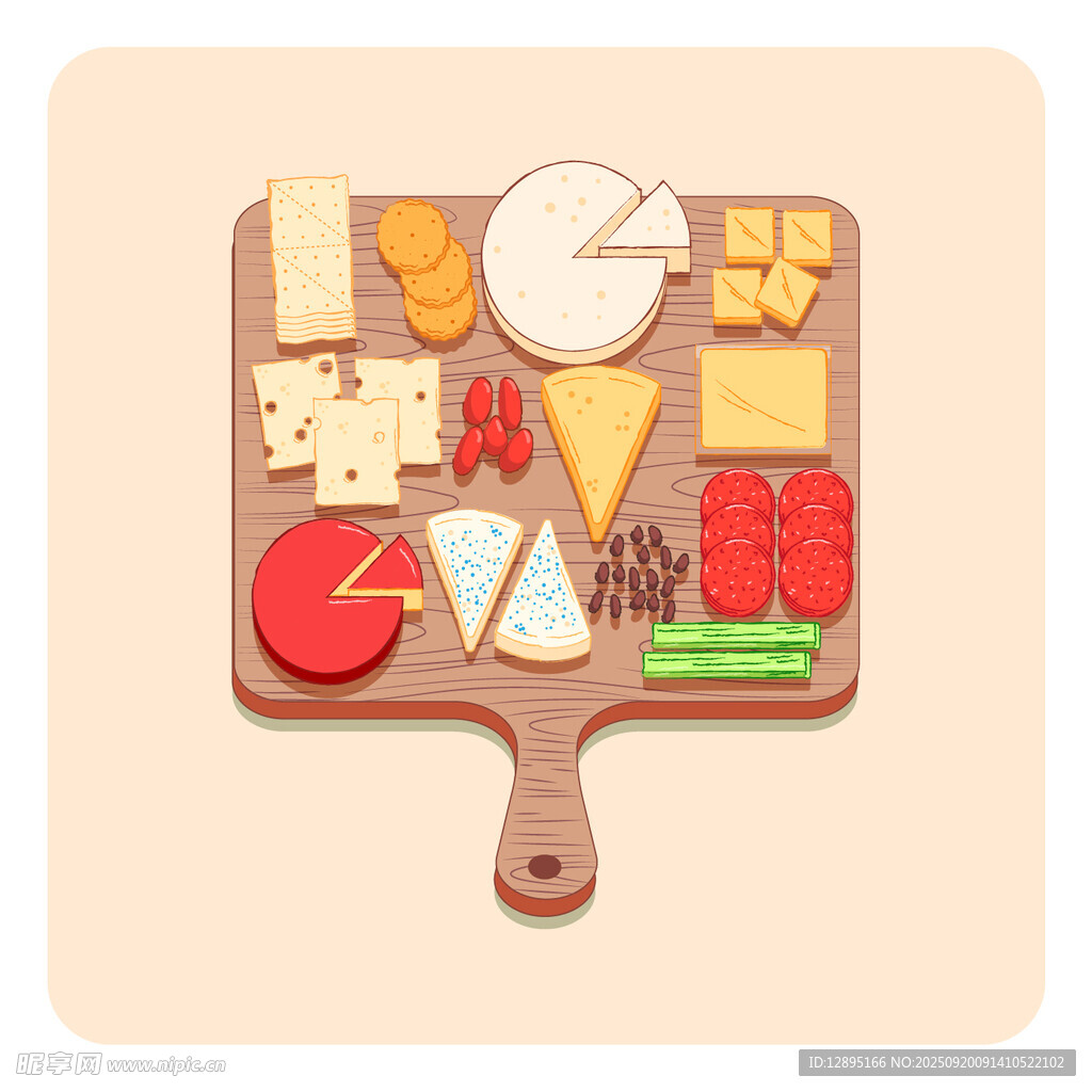 多样奶酪拼盘展示