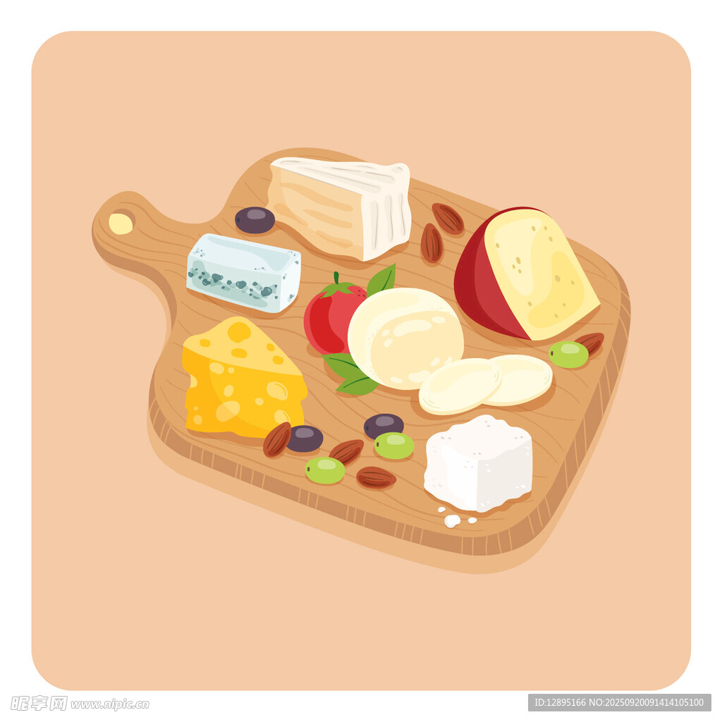 美味奶酪拼盘与水果