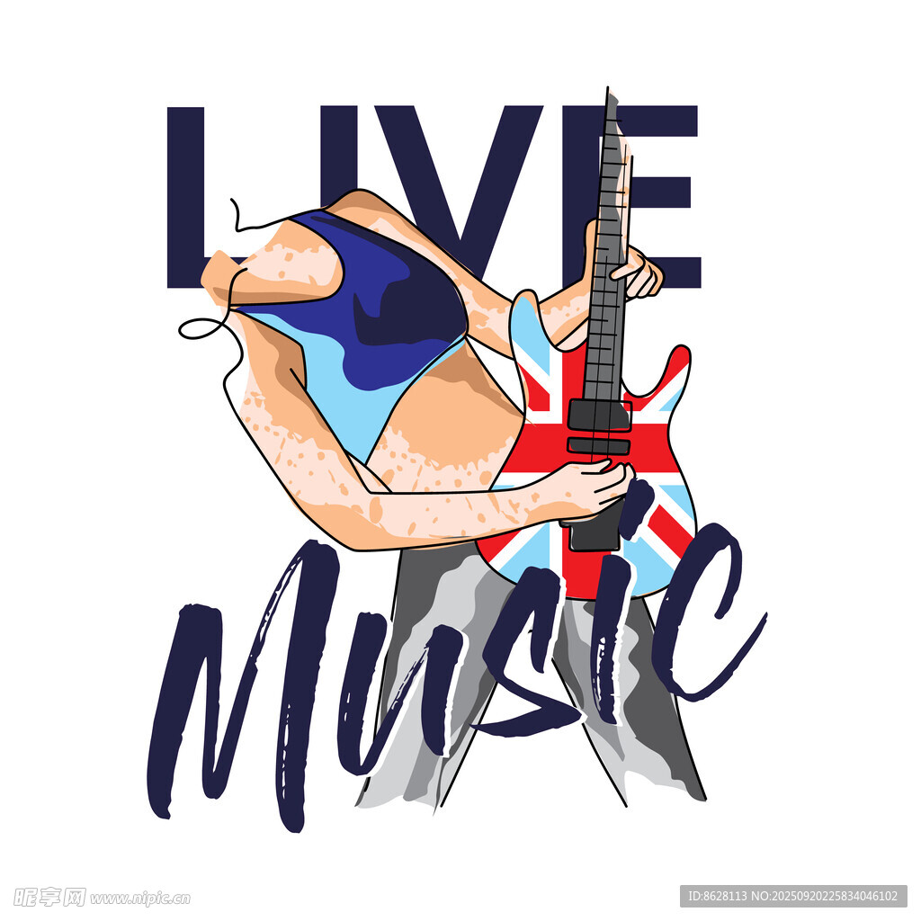 现场音乐表演活力插画