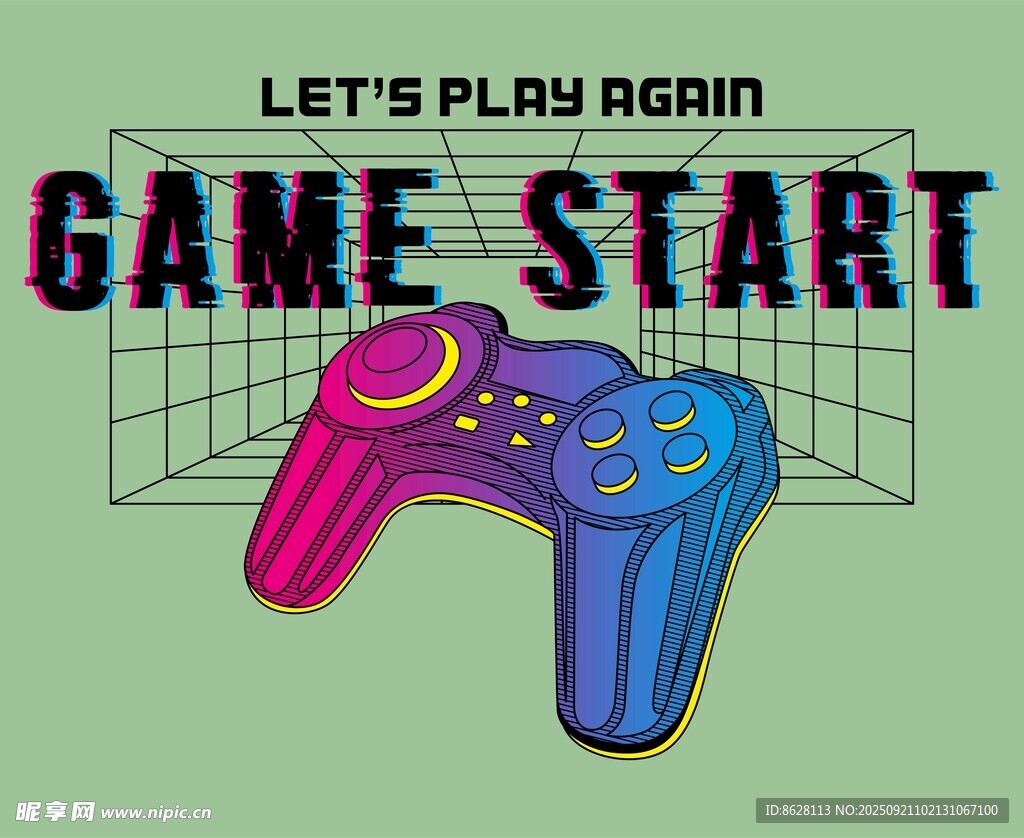 游戏手柄开启玩乐之旅T恤设计图