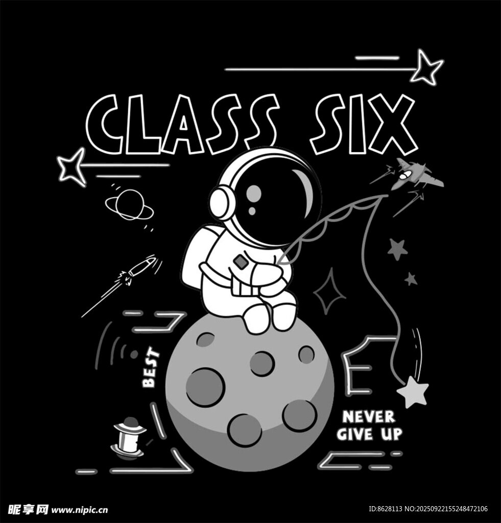六班宇航员主题黑板绘图