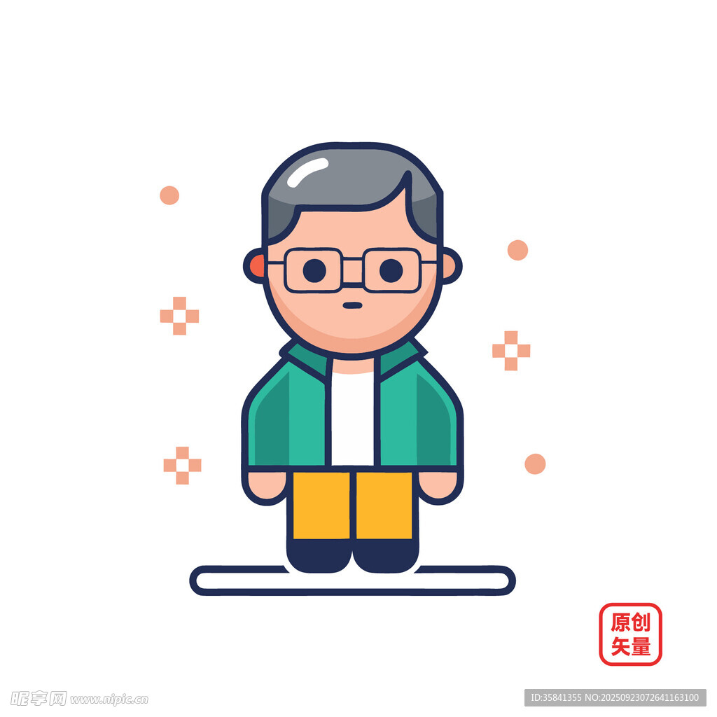 戴眼镜的老年男性形象