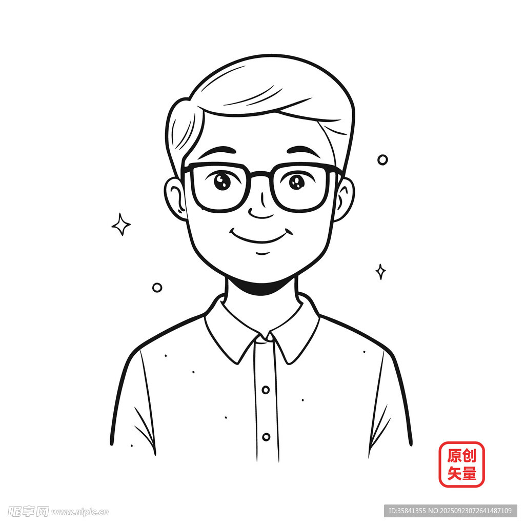 戴眼镜微笑的男士形象