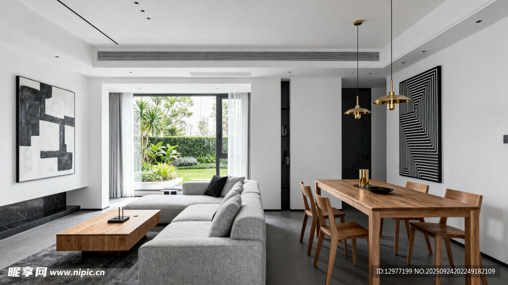 现代简约风客厅餐厅一体化