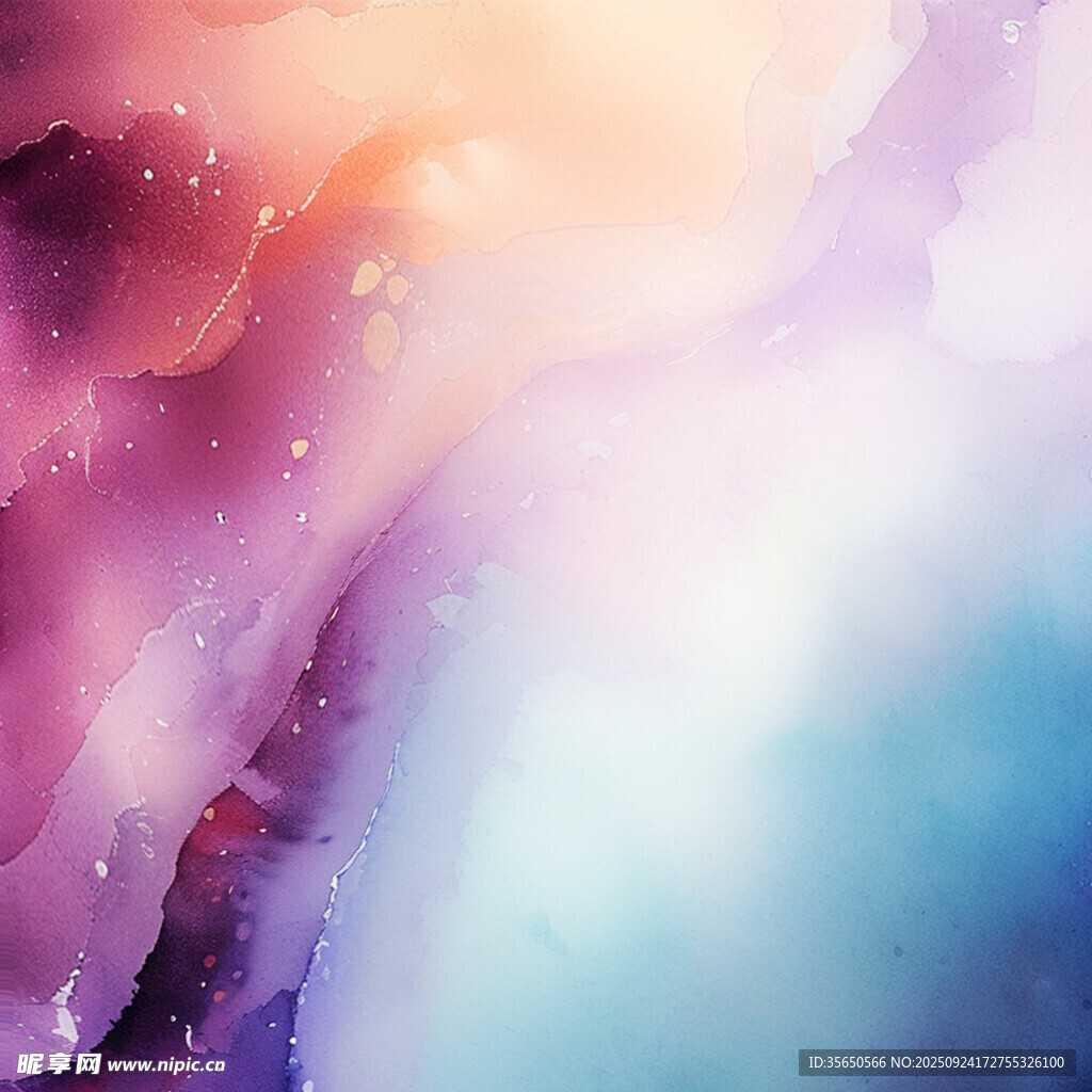 梦幻绚丽的水彩星云背景