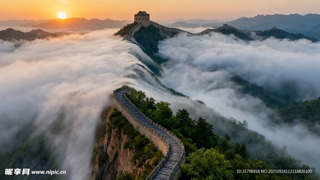 长城日出
