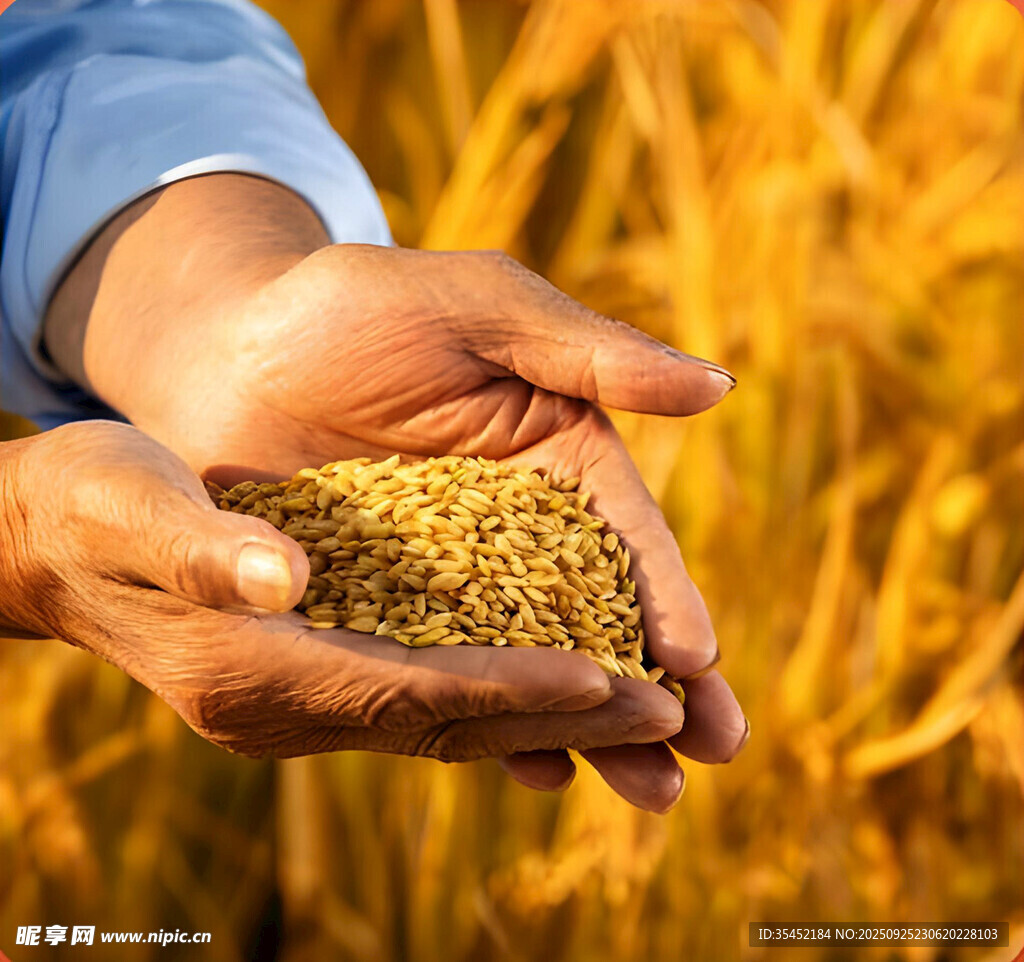 手捧谷物