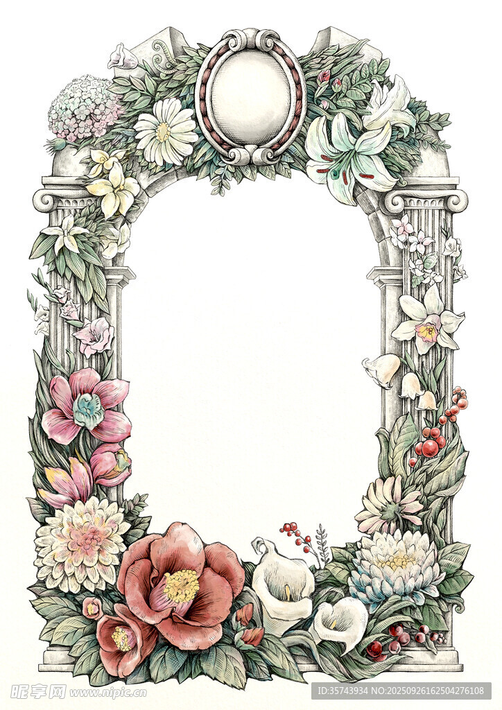 花卉装饰复古相框