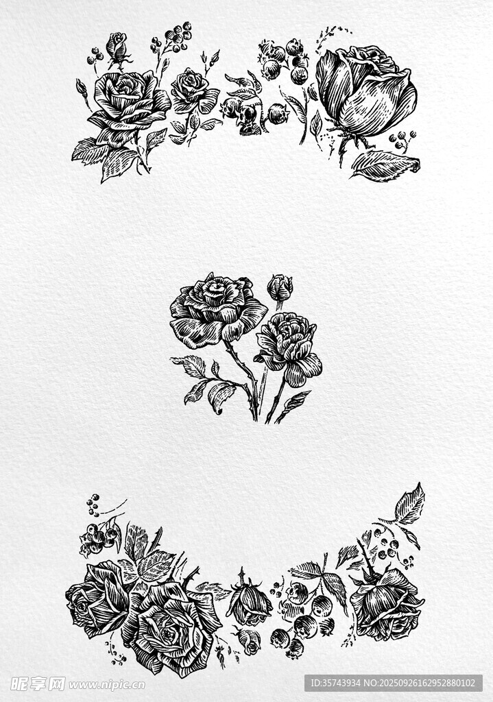 复古花卉图案装饰元素