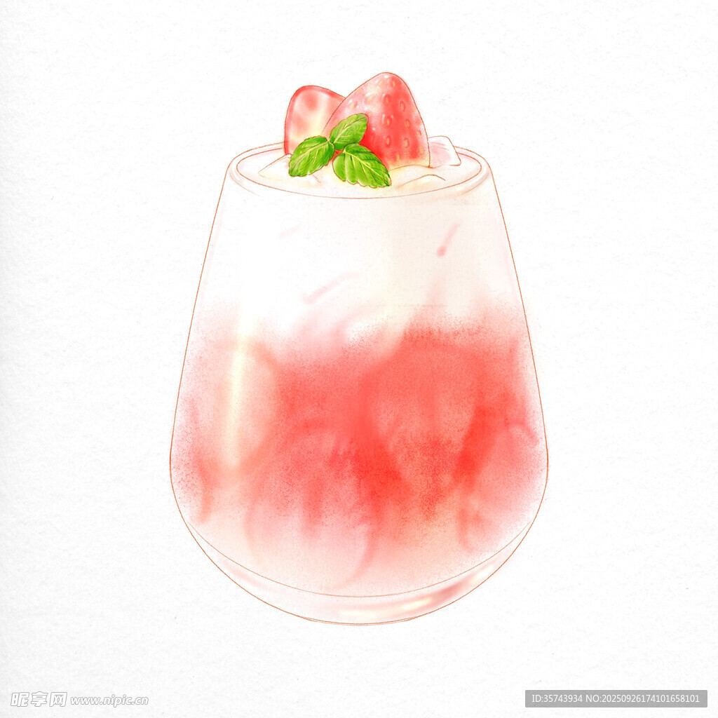 西瓜奶昔插画清新美味