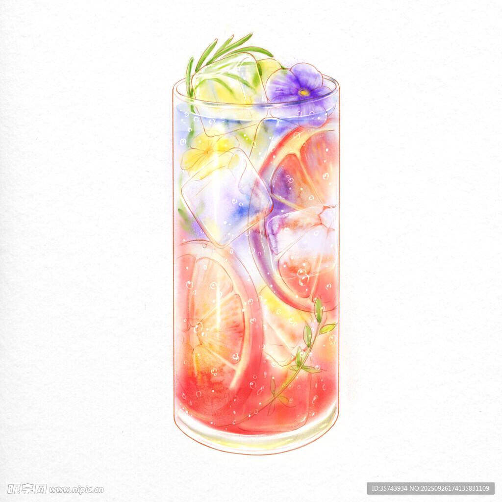 色彩缤纷的美味水果鸡尾酒