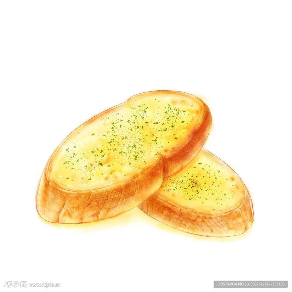 两片撒料的美味烤面包片