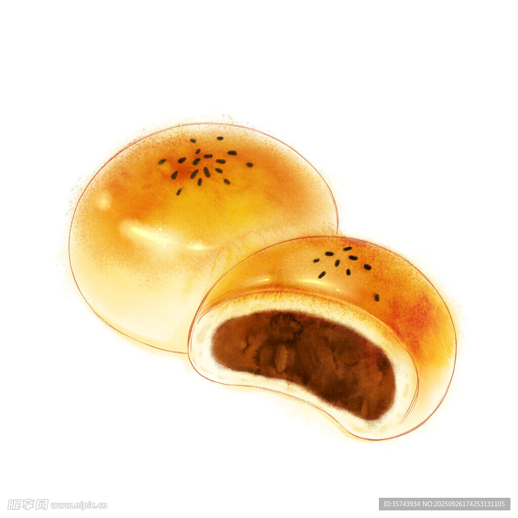 美味豆沙酥饼插画