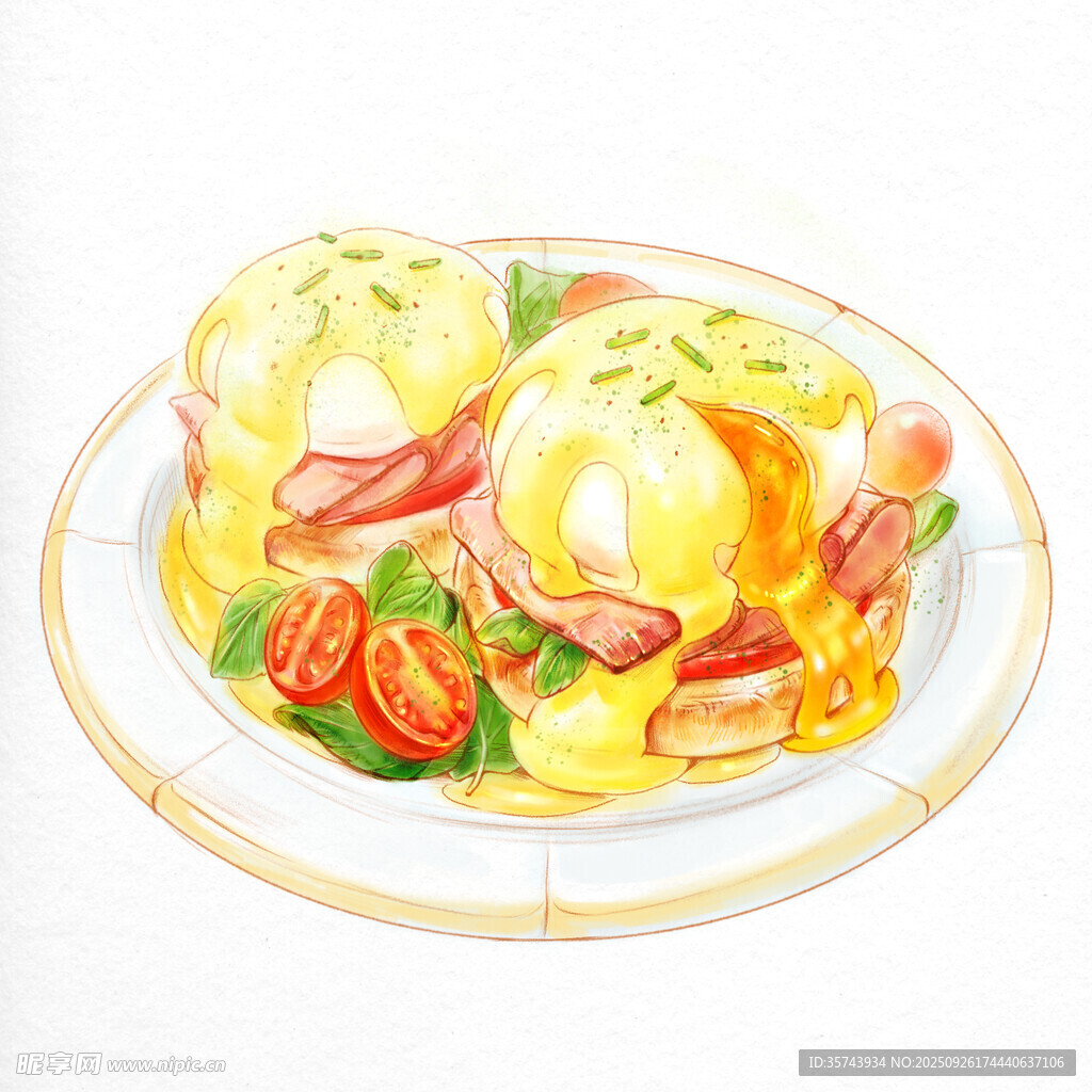 美味荷包蛋配培根蔬菜