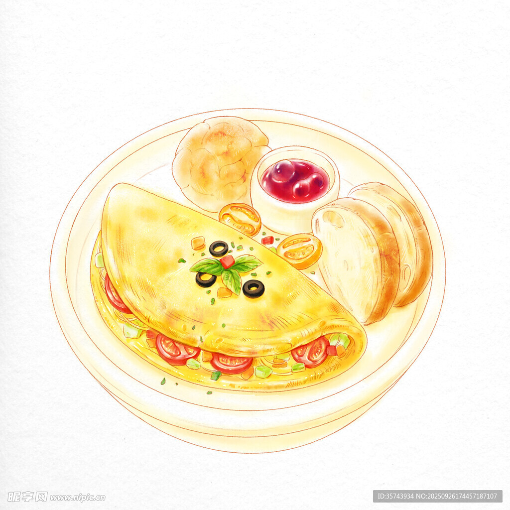 美味蛋包饭插画