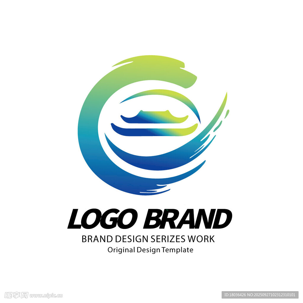 旅游城市图标绿色山水标志