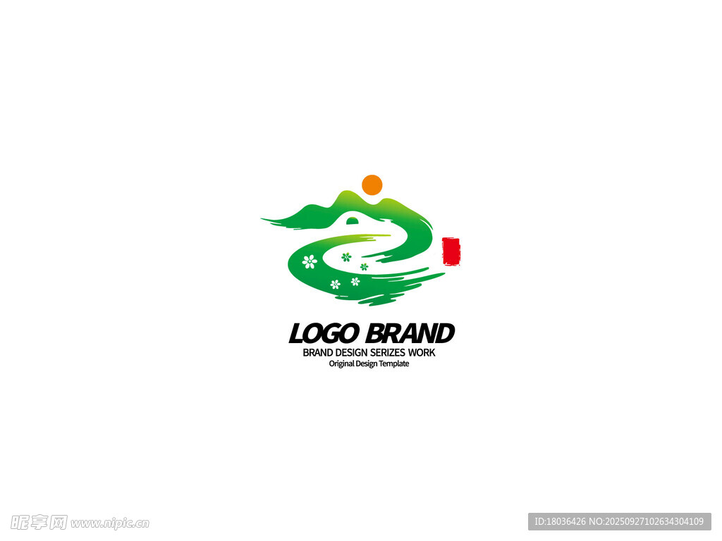 绿色龙形旅游文旅创意标志设计