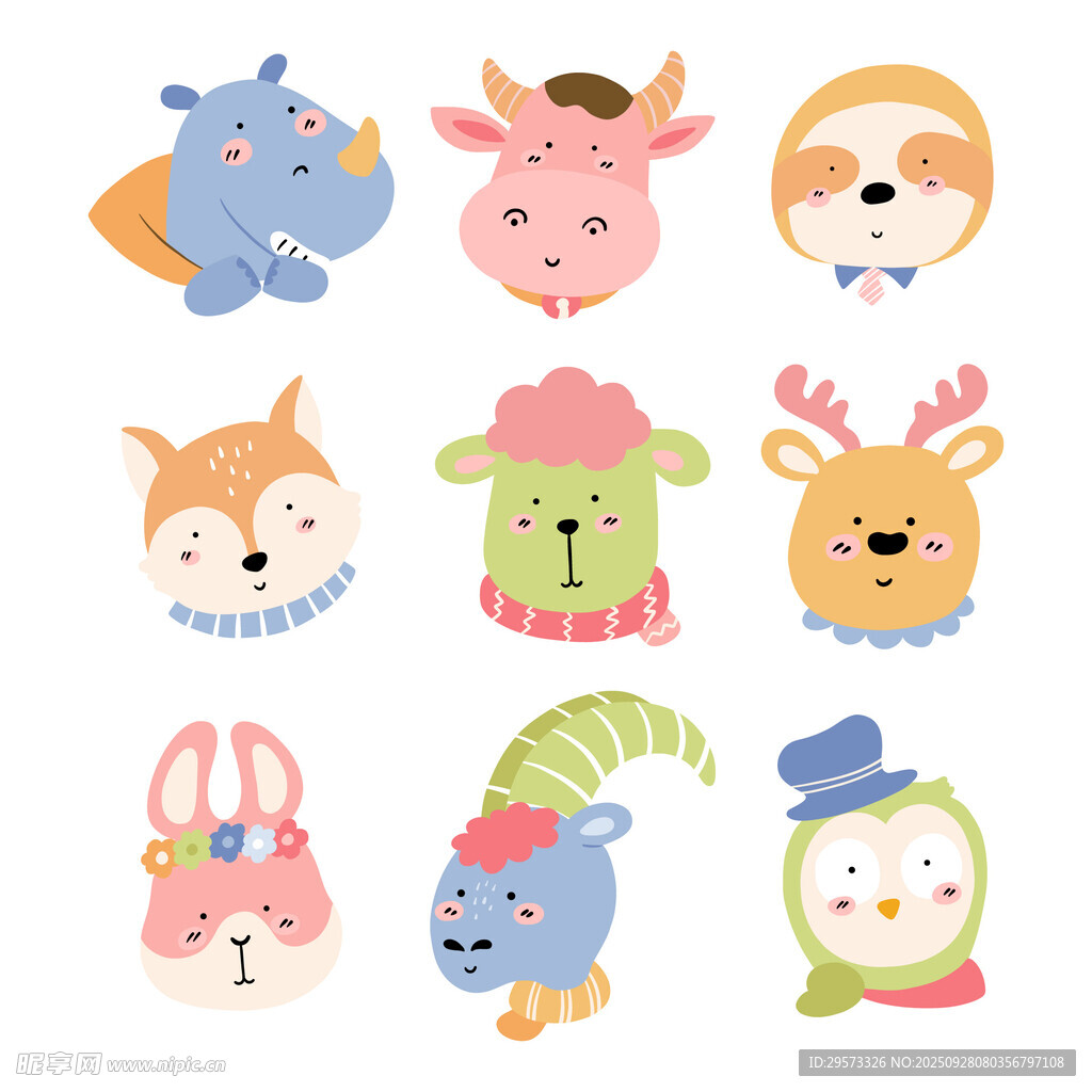 可爱卡通动物头像集合